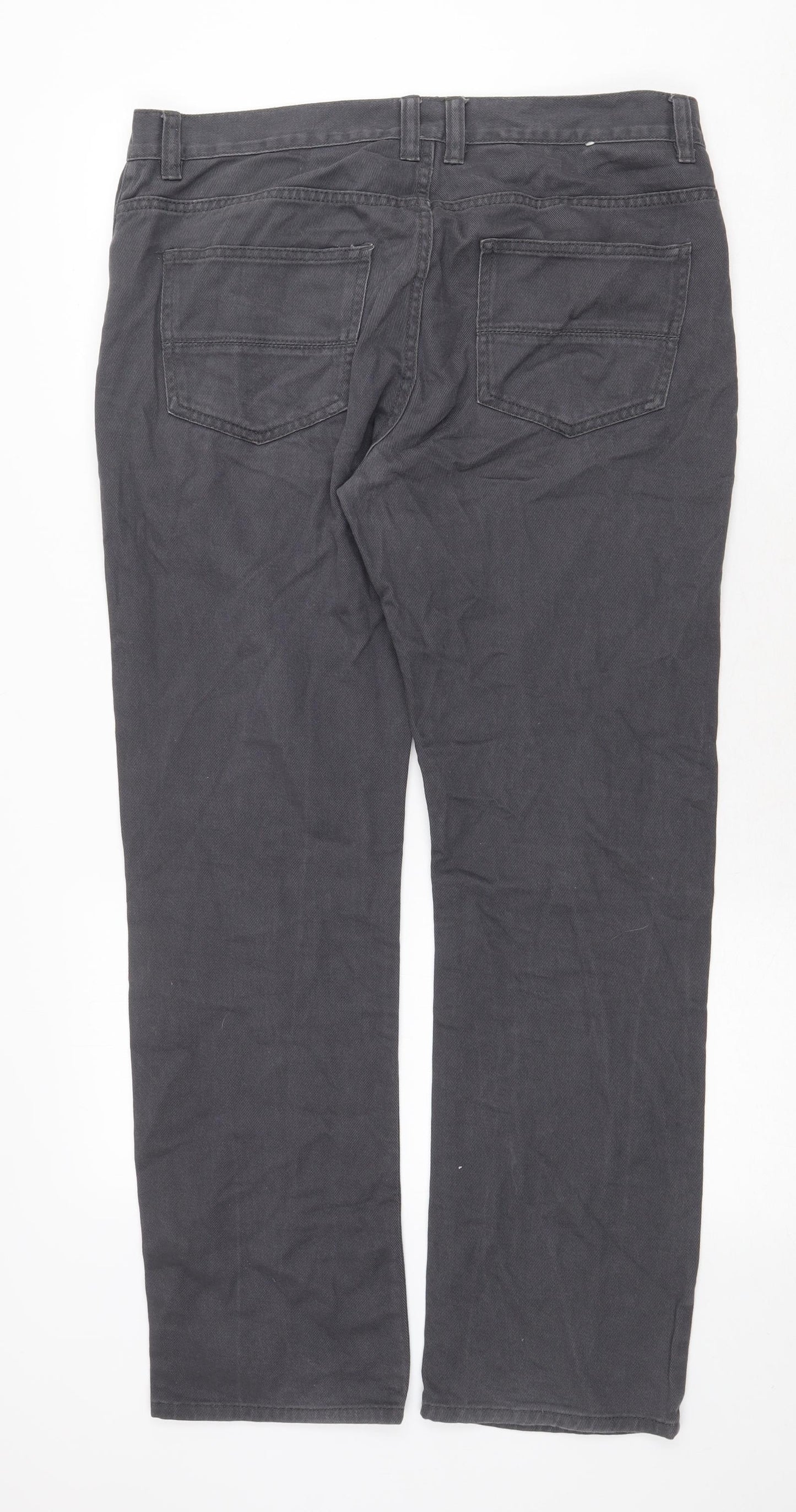Denim & Co. Mens Grey Cotton Straight Jeans Size 34 in Regular Zip