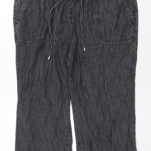 Cindy Slough Mens Grey Cotton Straight Jeans Size 36 in Regular Drawstring