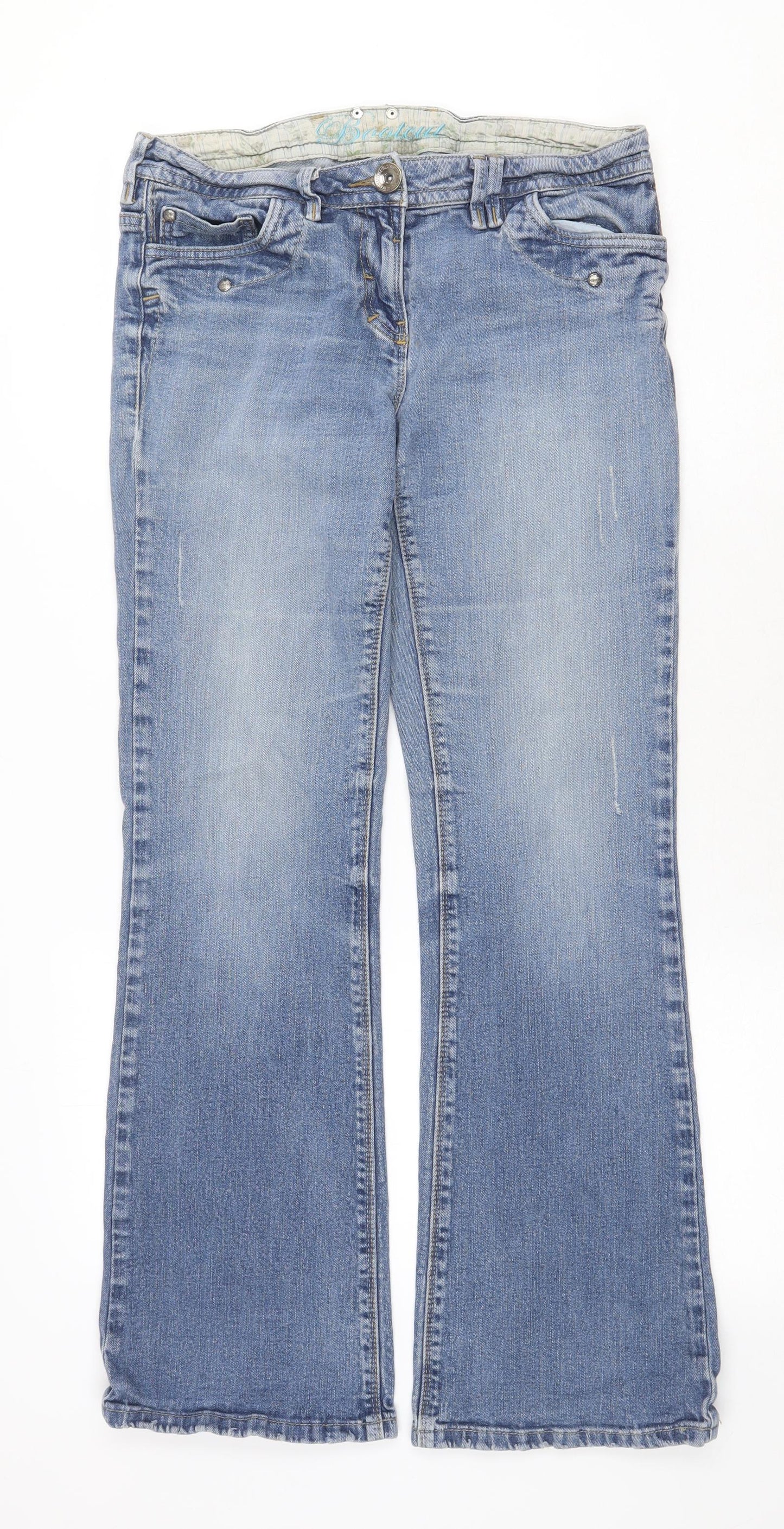 NEXT Womens Blue Cotton Bootcut Jeans Size 10 Regular Zip