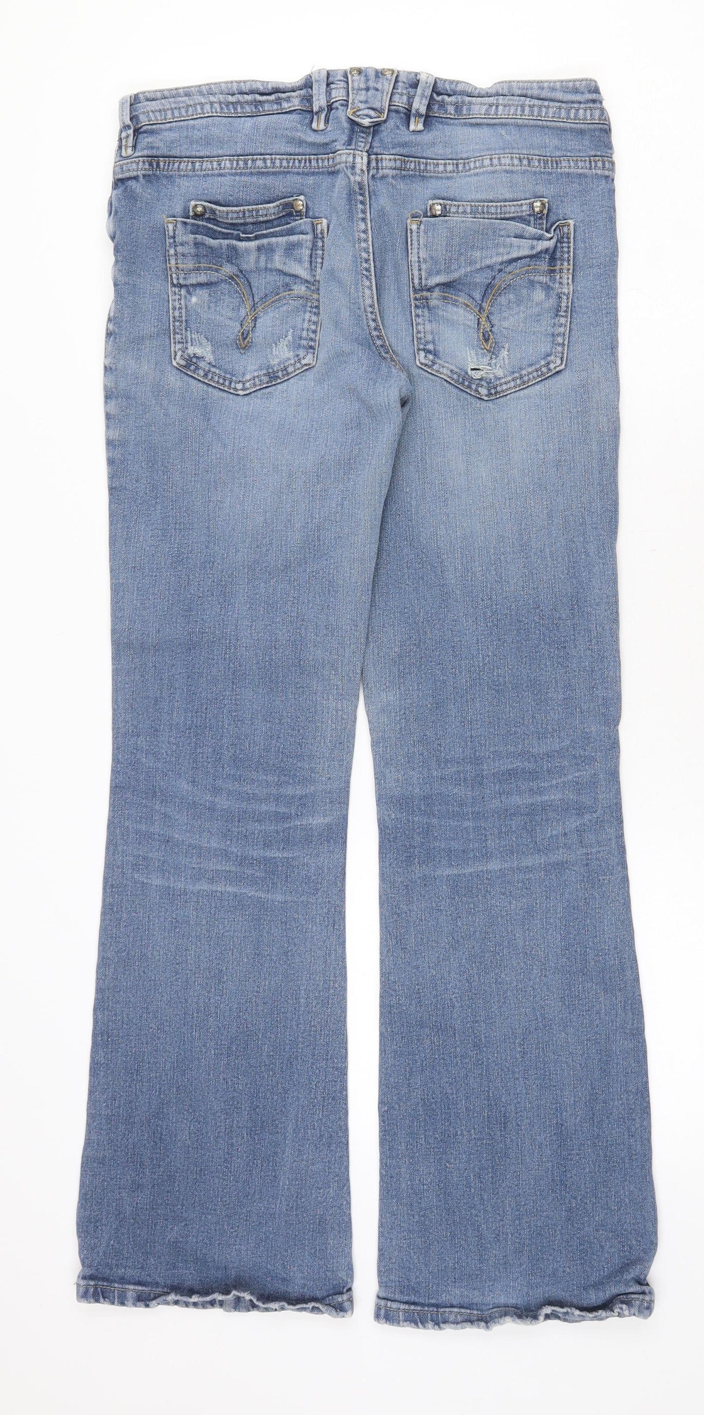 NEXT Womens Blue Cotton Bootcut Jeans Size 10 Regular Zip