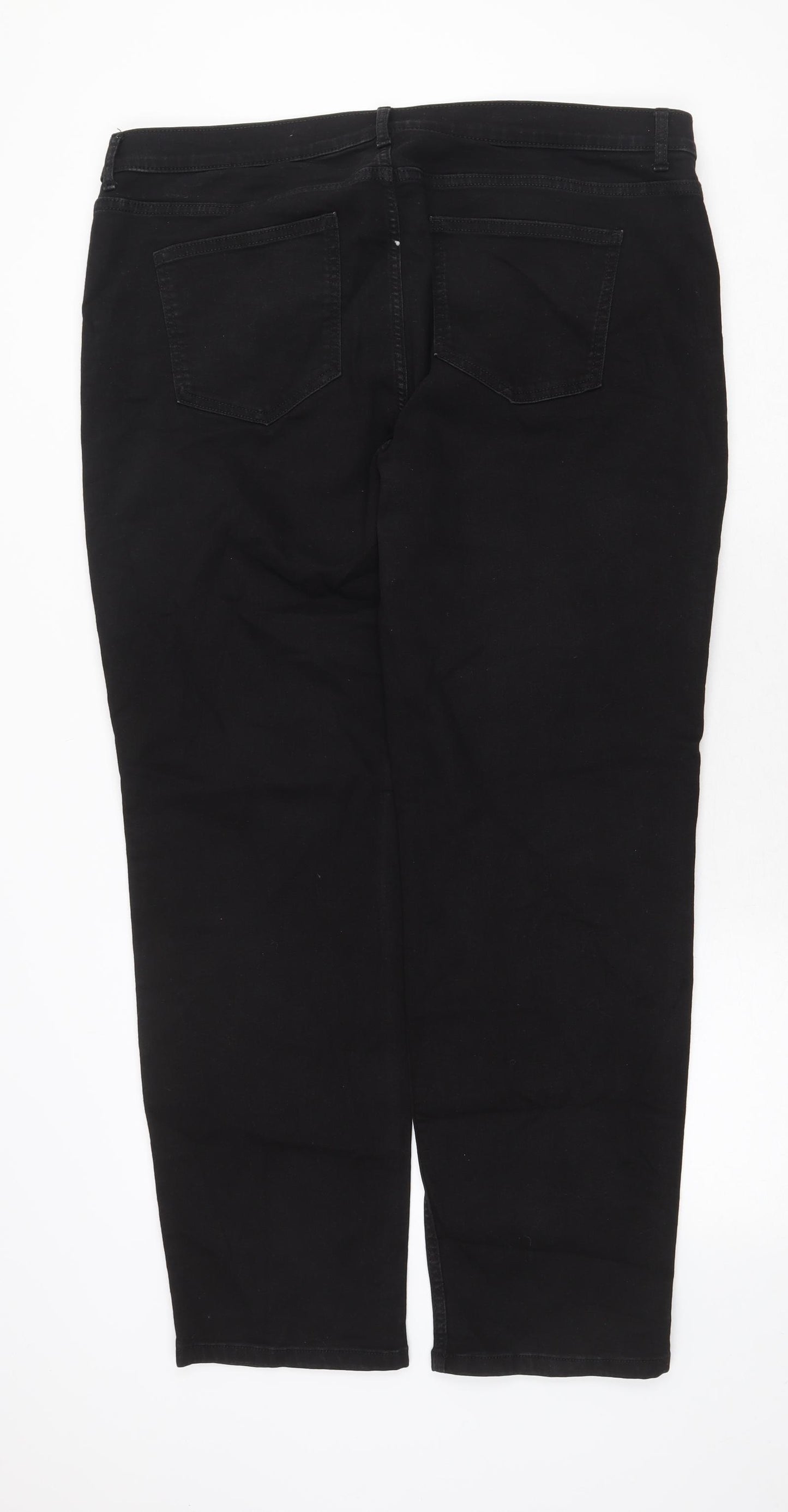 Marks and Spencer Womens Black Cotton Straight Jeans Size 20 Regular Zip