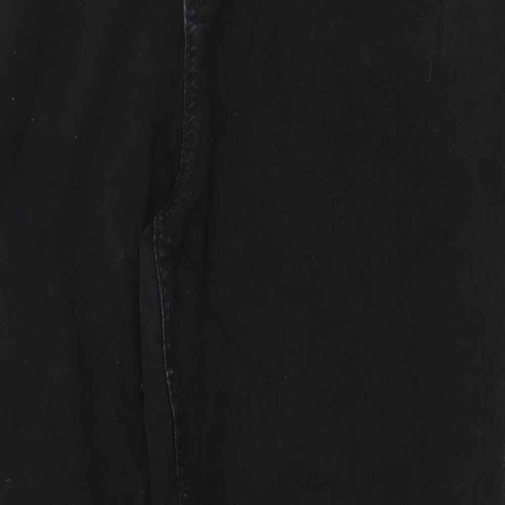Marks and Spencer Womens Black Cotton Straight Jeans Size 20 Regular Zip
