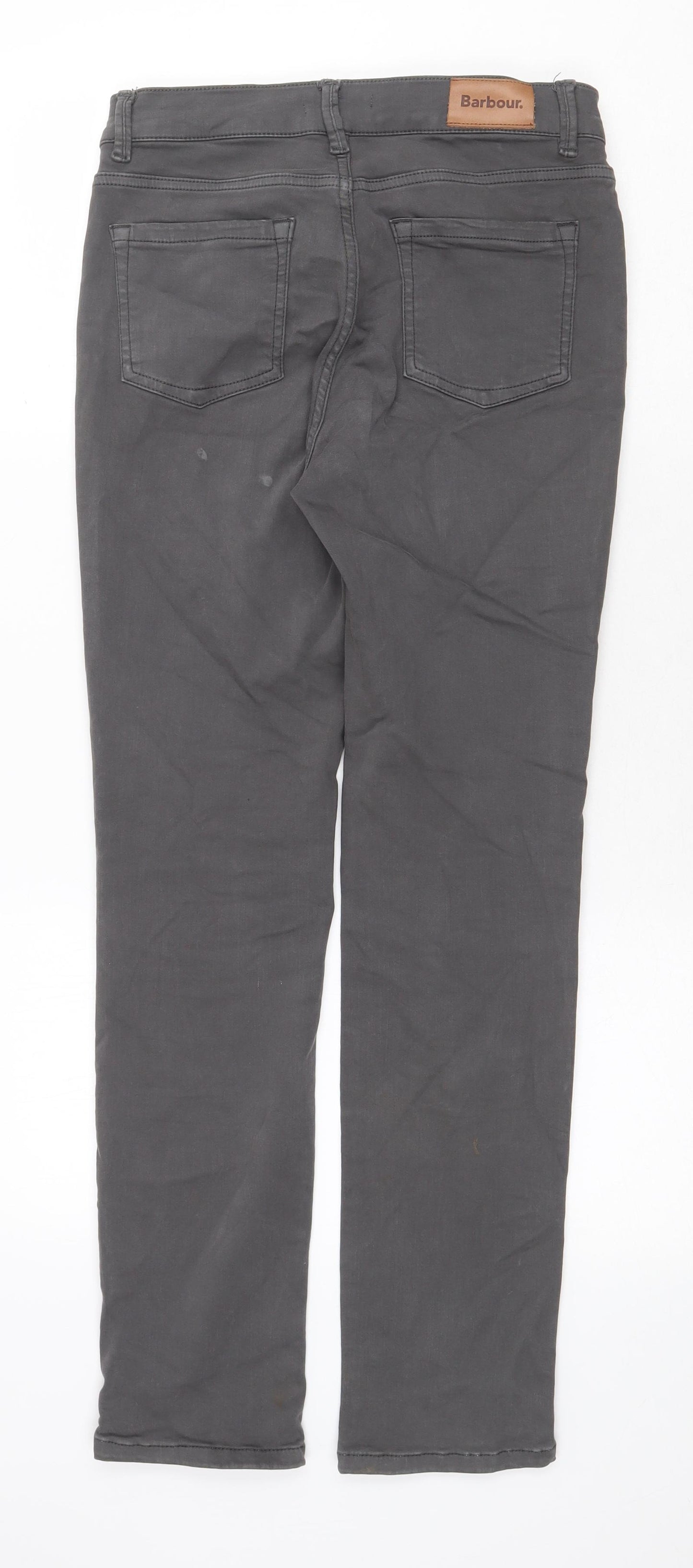Barbour Womens Grey Cotton Straight Jeans Size 10 Regular Zip