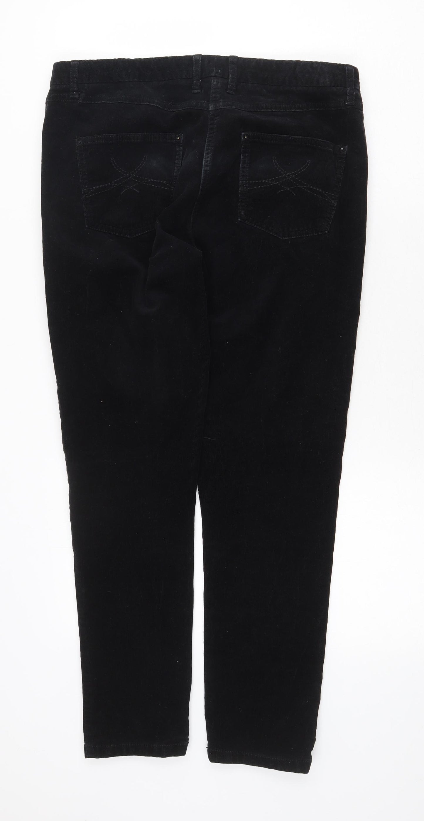 Marks and Spencer Womens Black Cotton Capri Trousers Size 12 Regular Zip