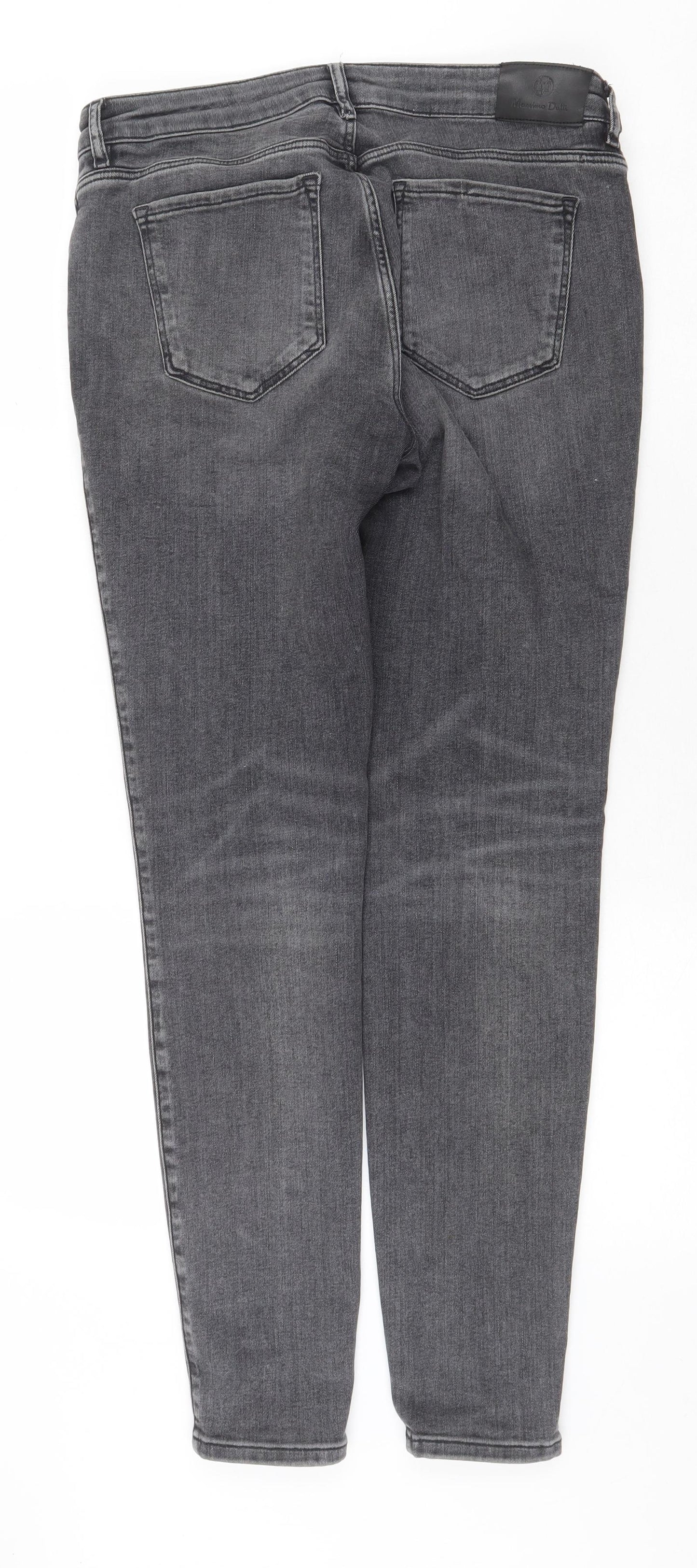 Massimo Dutti Womens Grey Cotton Skinny Jeans Size 12 Regular Zip