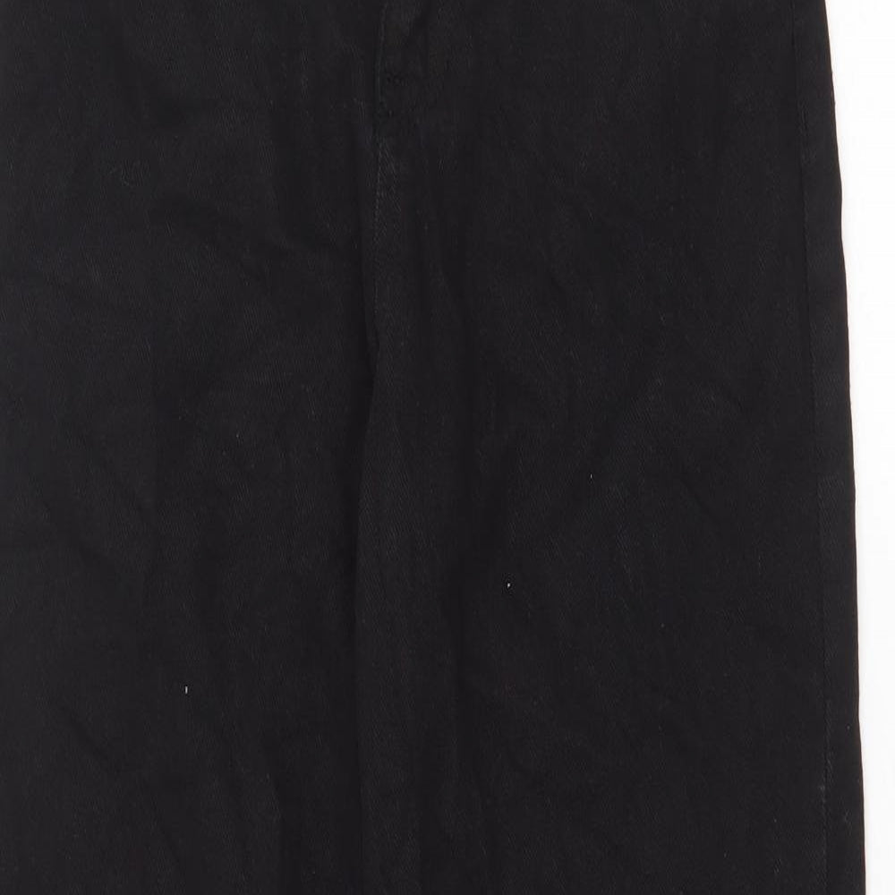 PRETTYLITTLETHING Womens Black Cotton Bootcut Jeans Size 8 Regular Zip