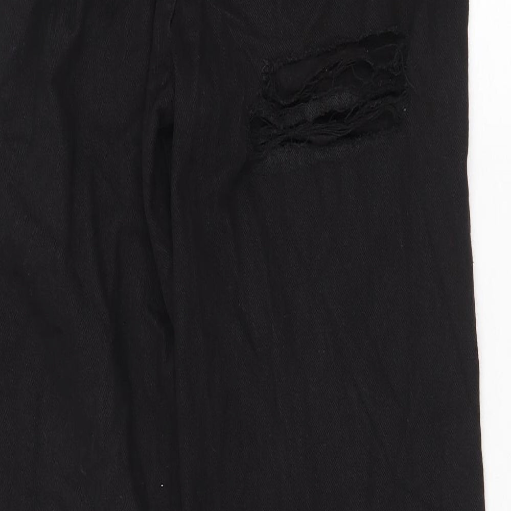 PRETTYLITTLETHING Womens Black Cotton Bootcut Jeans Size 8 Regular Zip