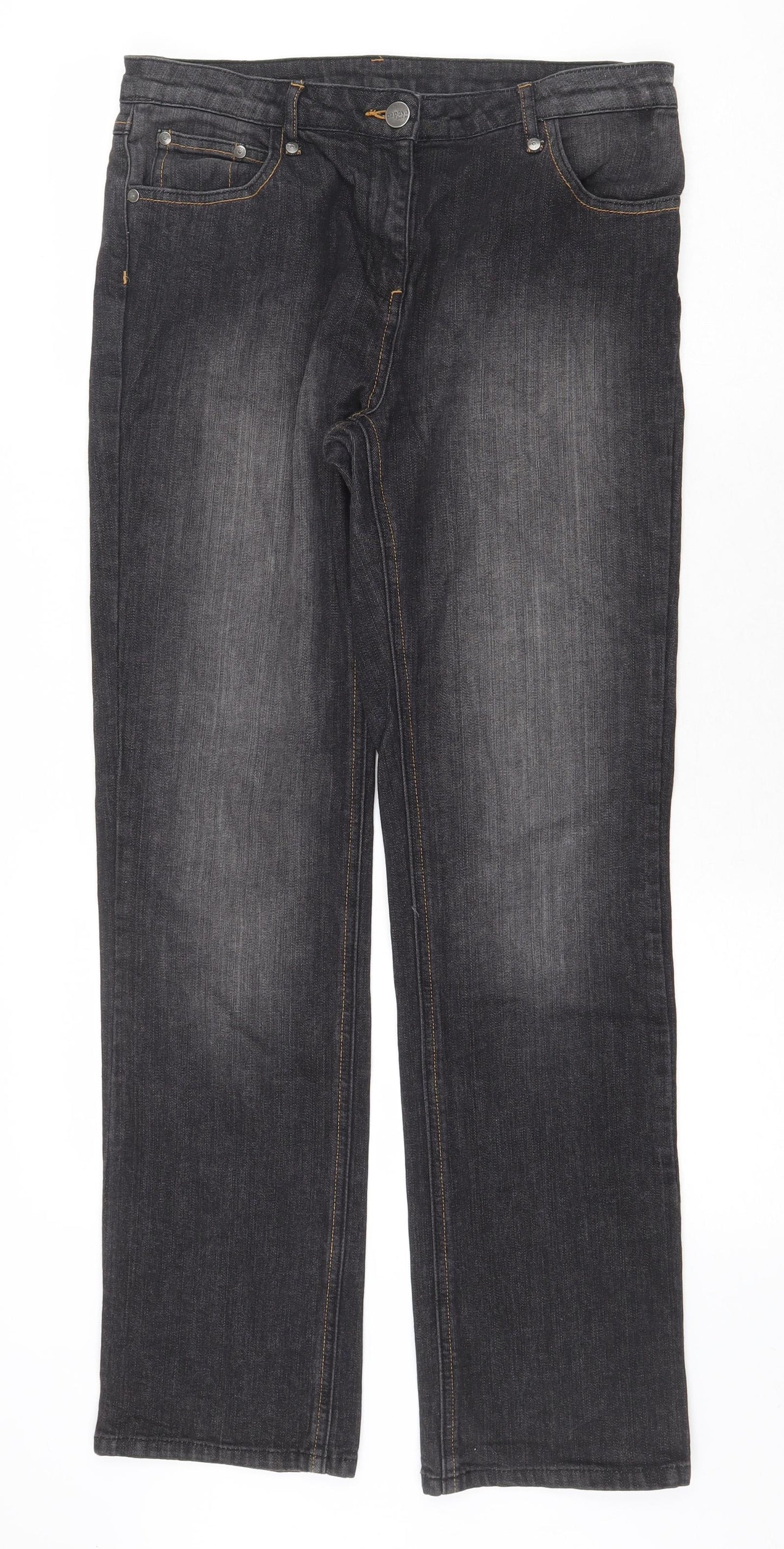 Matalan Womens Grey Cotton Straight Jeans Size 12 Regular Zip