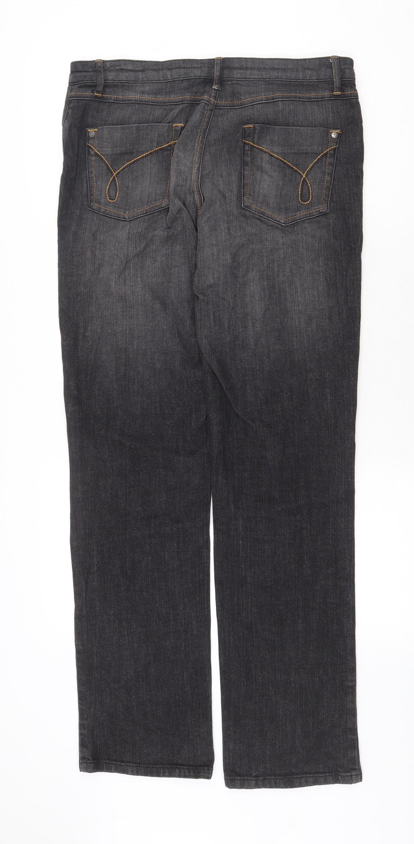 Matalan Womens Grey Cotton Straight Jeans Size 12 Regular Zip