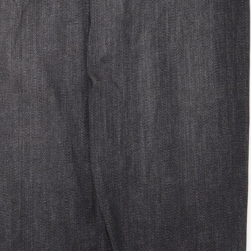 Matalan Womens Grey Cotton Straight Jeans Size 12 Regular Zip
