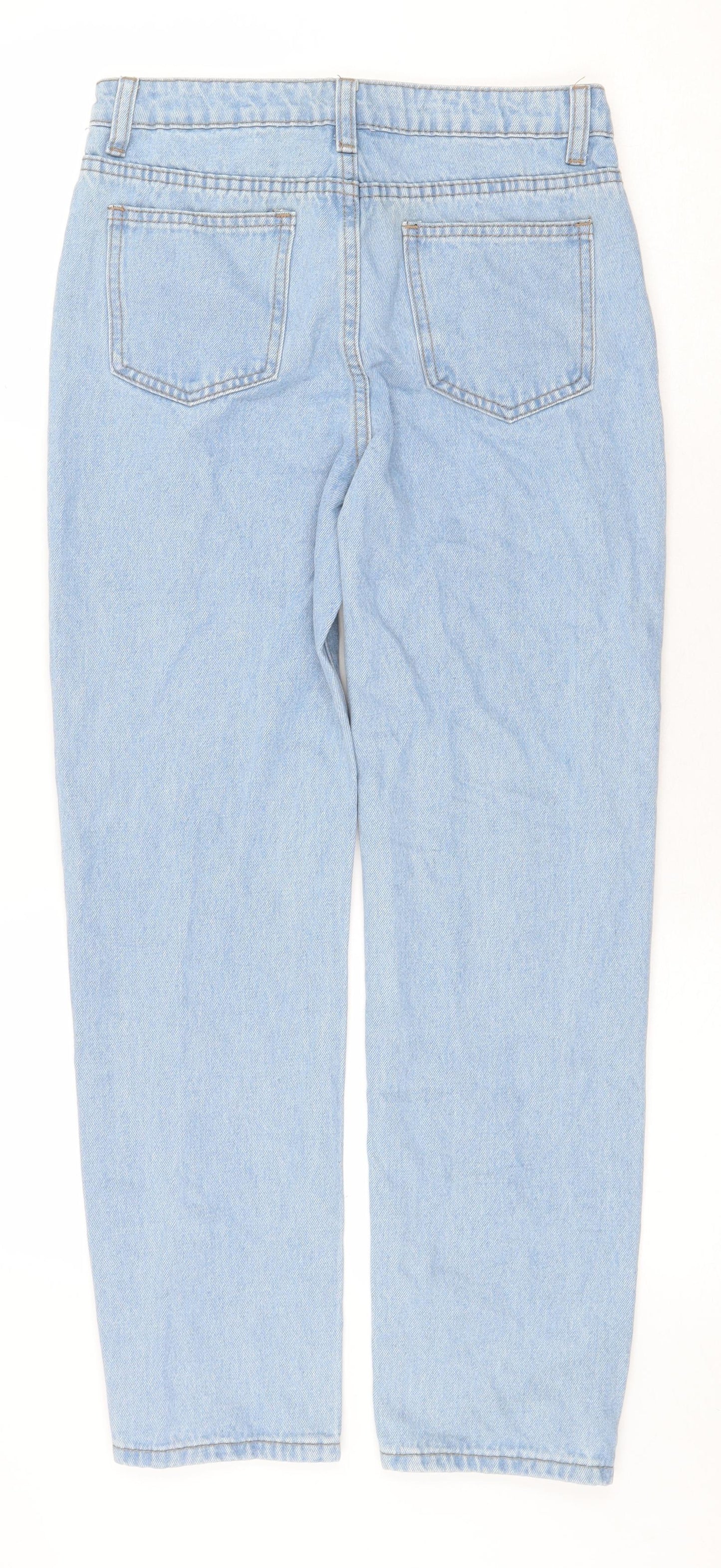 SheIn Girls Blue Cotton Straight Jeans Size 11-12 Years Regular Zip