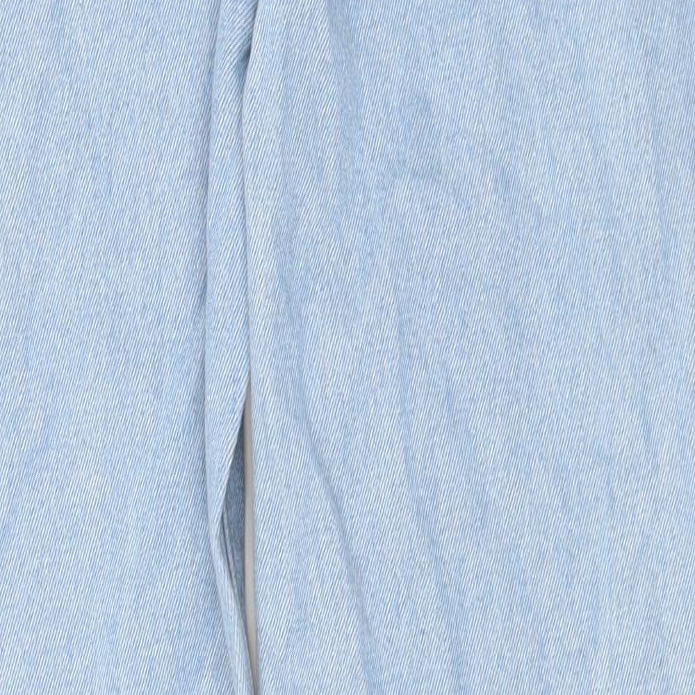 SheIn Girls Blue Cotton Straight Jeans Size 11-12 Years Regular Zip