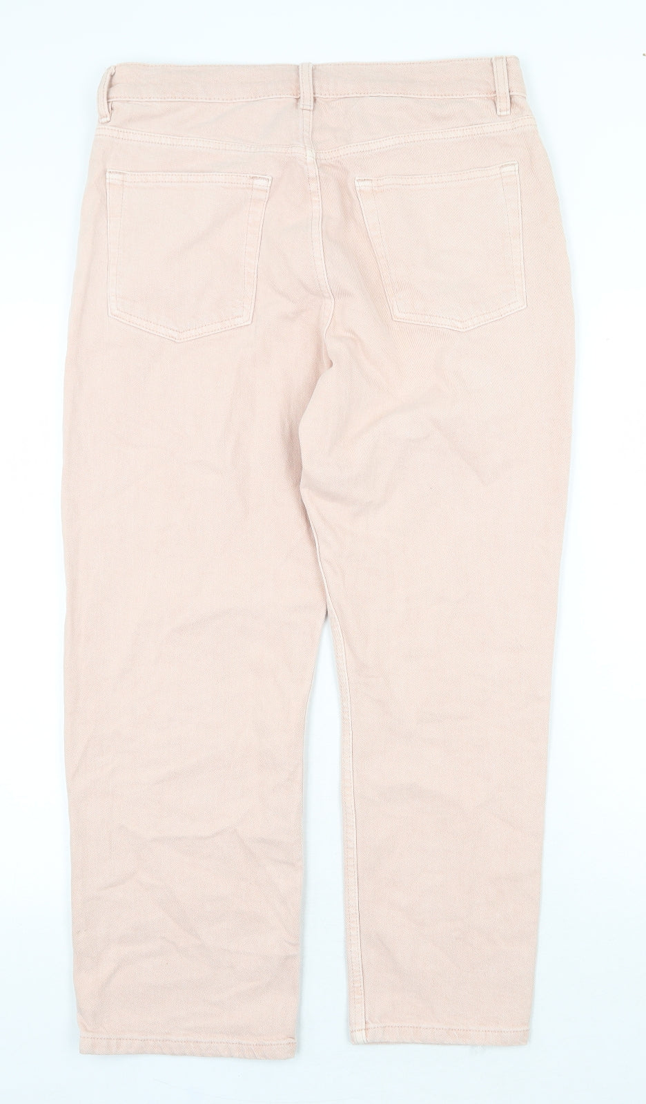 Marks and Spencer Womens Pink Cotton Straight Jeans Size 12 Regular Zip