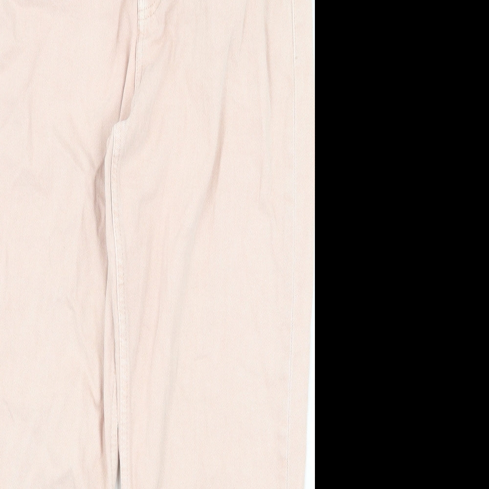 Marks and Spencer Womens Pink Cotton Straight Jeans Size 12 Regular Zip