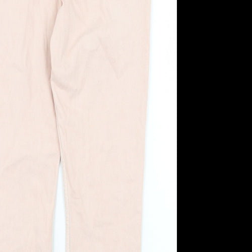 Marks and Spencer Womens Pink Cotton Straight Jeans Size 12 Regular Zip