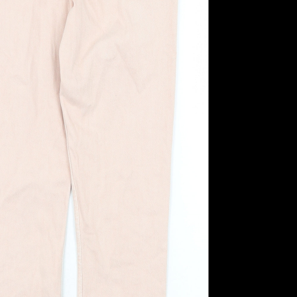 Marks and Spencer Womens Pink Cotton Straight Jeans Size 12 Regular Zip