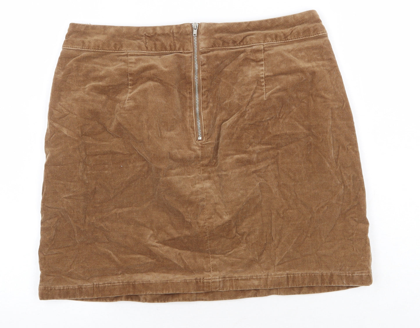 Warehouse Womens Beige Cotton Straight & Pencil Skirt Size 14 Zip