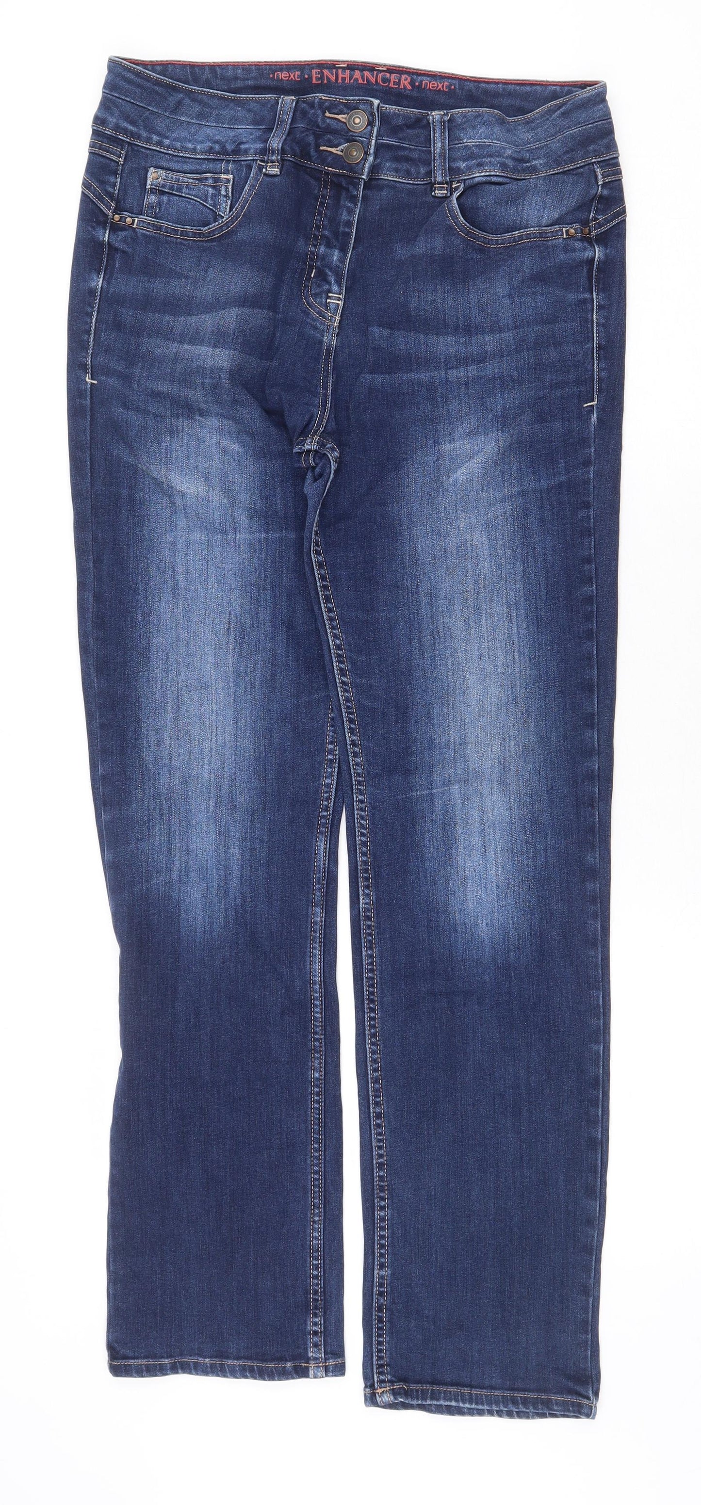 NEXT Womens Blue Cotton Straight Jeans Size 12 Regular Zip