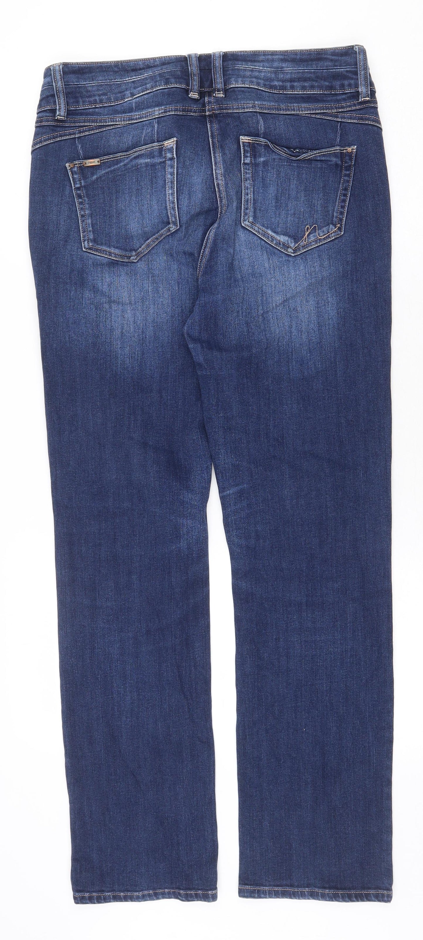NEXT Womens Blue Cotton Straight Jeans Size 12 Regular Zip
