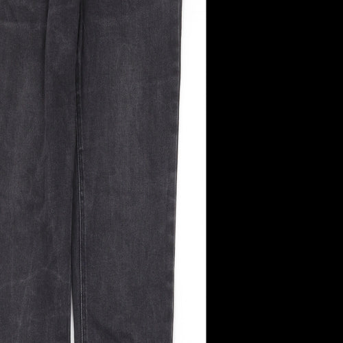 NEXT Womens Grey Cotton Straight Jeans Size 6 Regular Zip