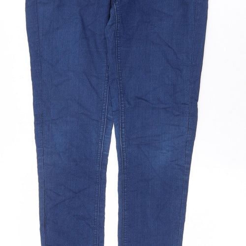 Topshop Womens Blue Cotton Skinny Jeans Size 30 in Regular Zip