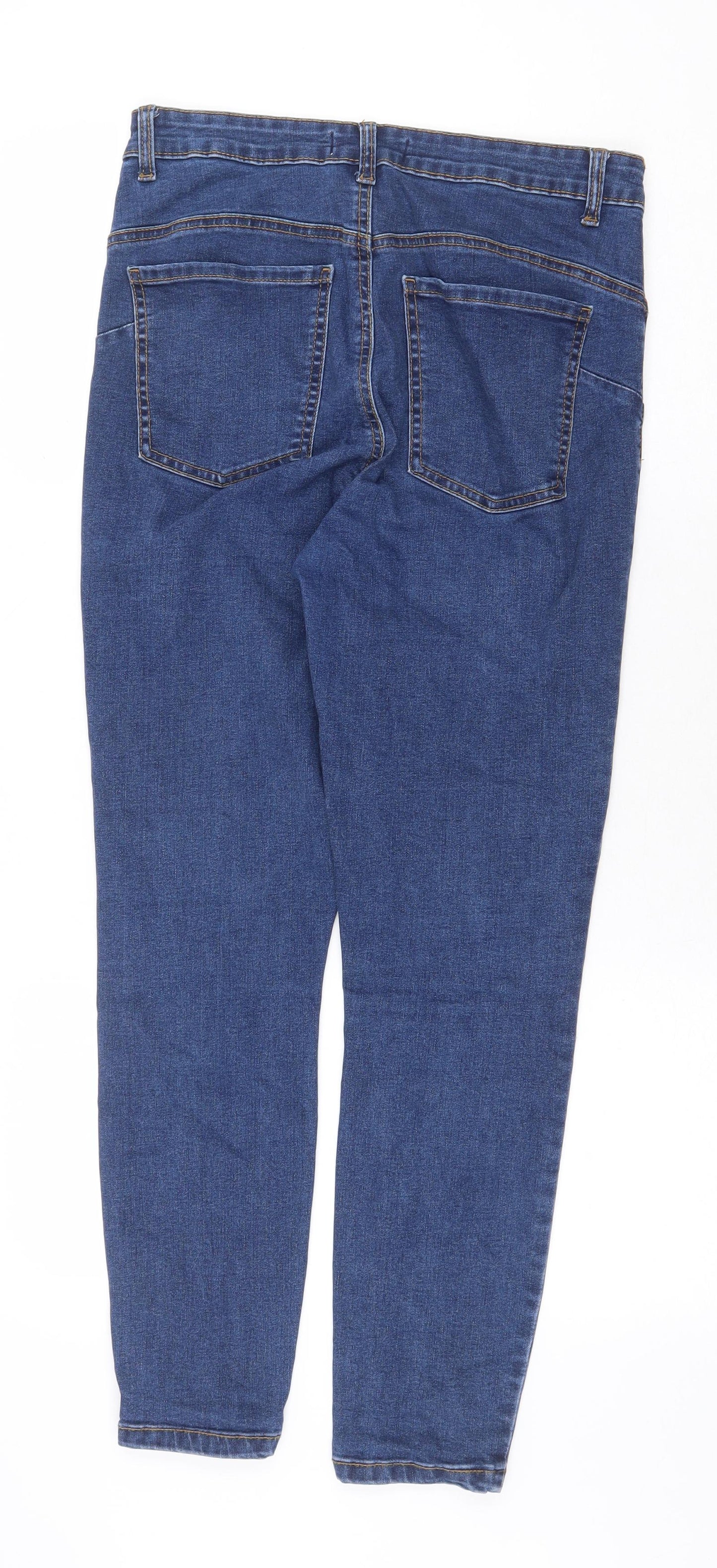 Primark Womens Blue Cotton Skinny Jeans Size 14 Regular Zip