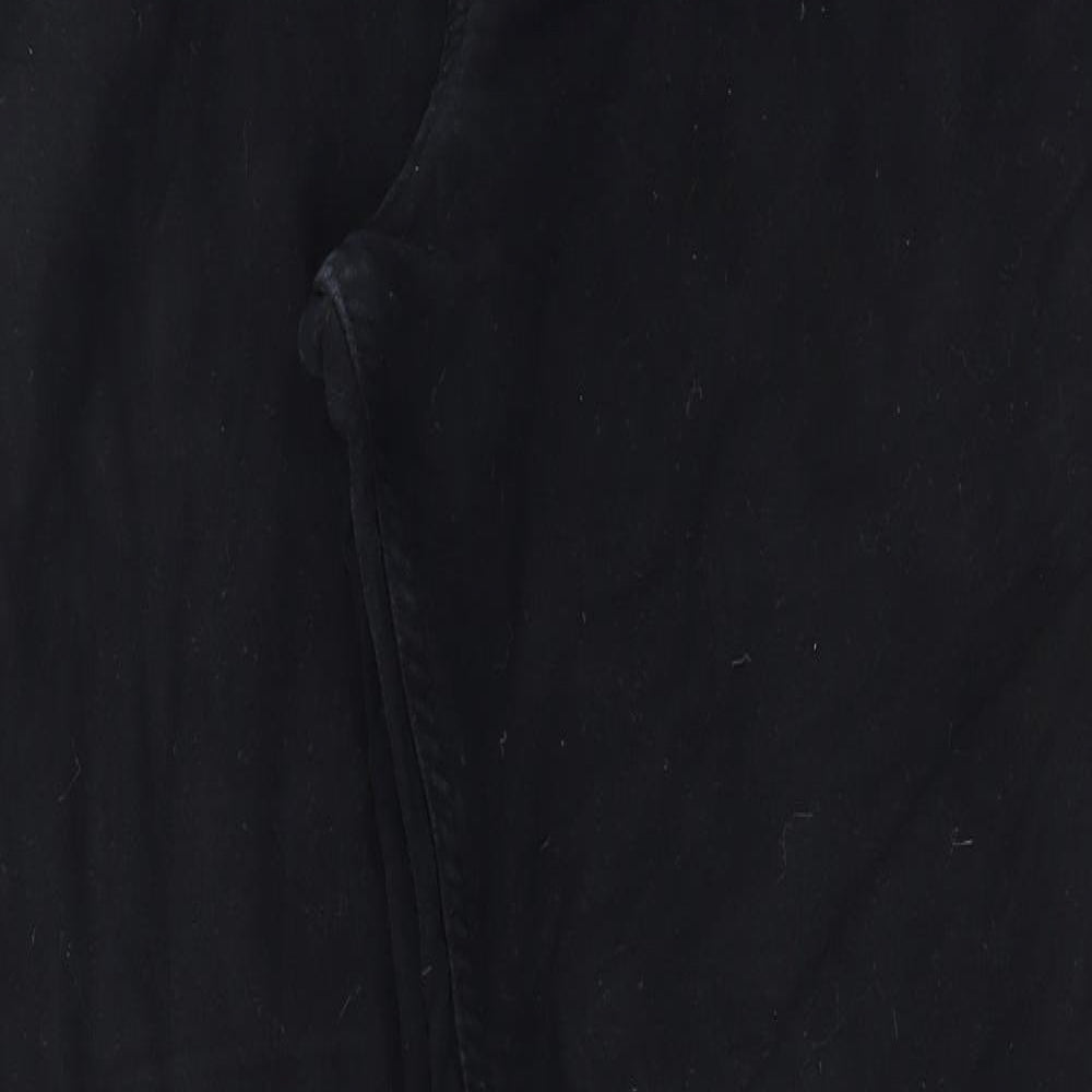 Marks and Spencer Mens Black Cotton Trousers Size 32 in Regular Zip