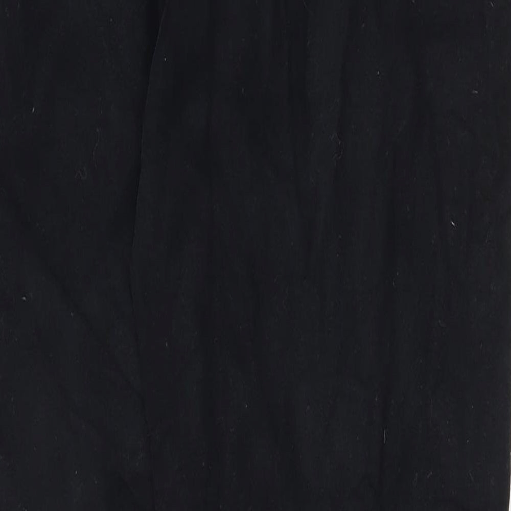 Marks and Spencer Mens Black Cotton Trousers Size 32 in Regular Zip