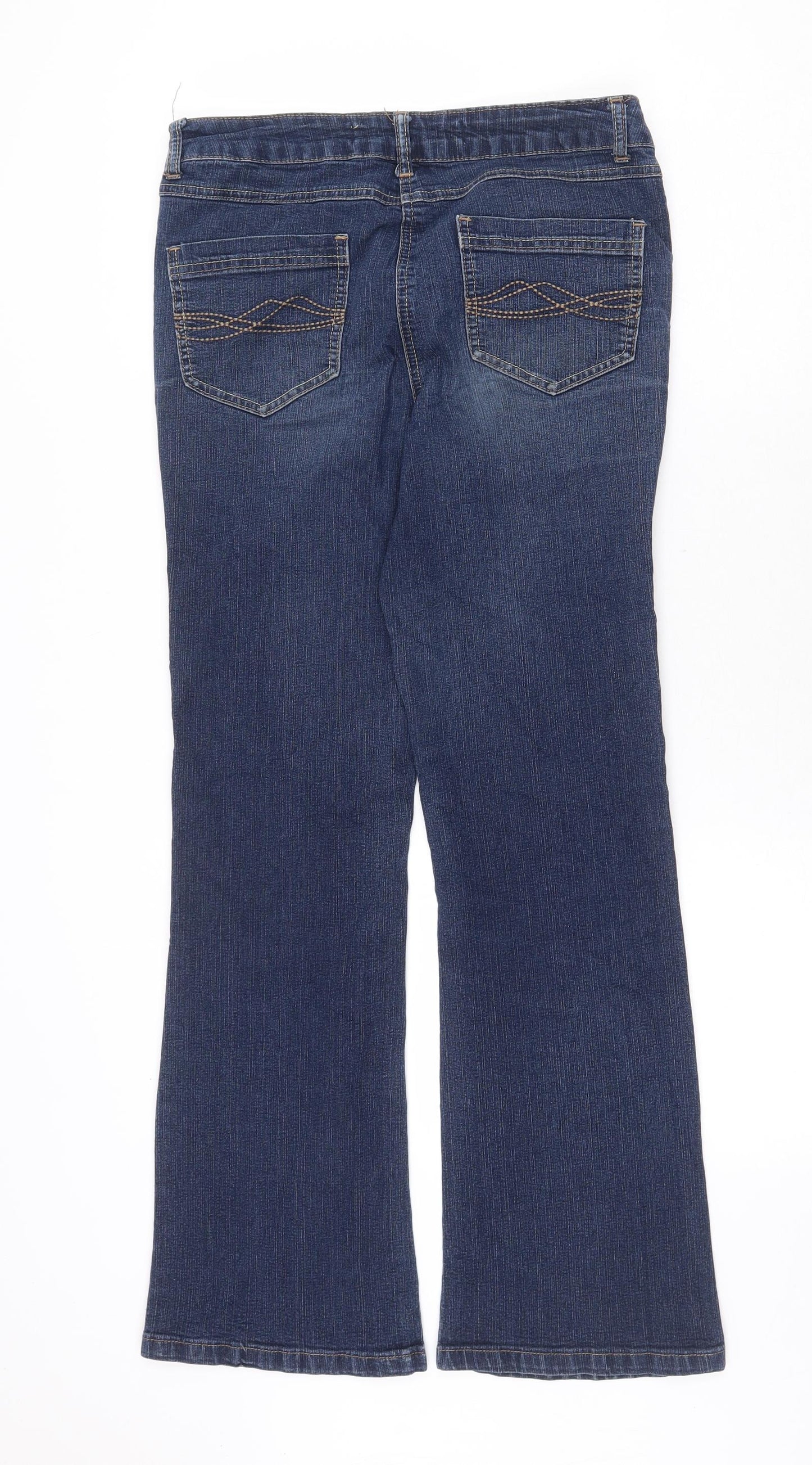 TU Womens Blue Cotton Bootcut Jeans Size 10 Regular Zip