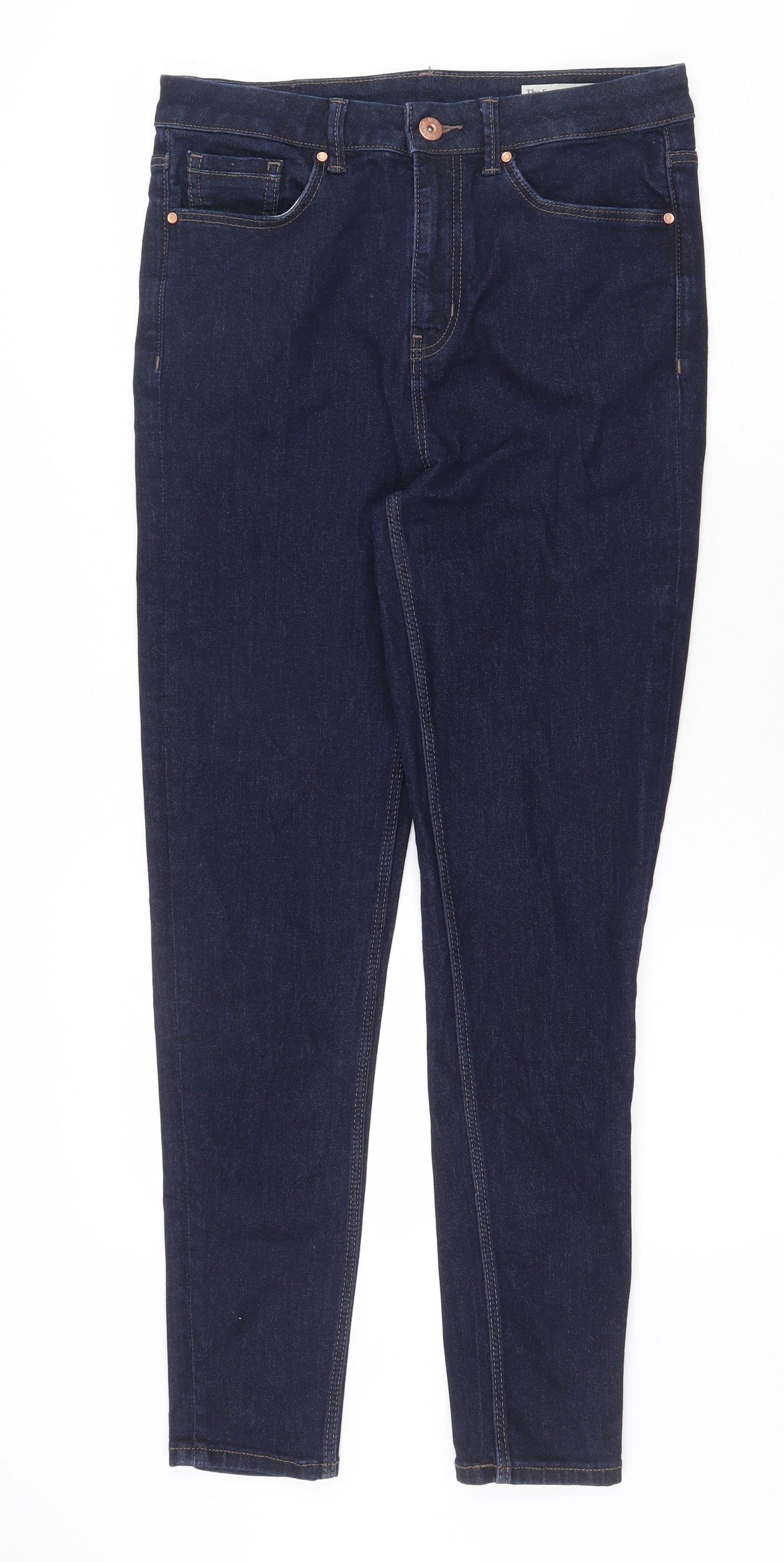Marks and Spencer Womens Blue Cotton Skinny Jeans Size 12 Regular Zip