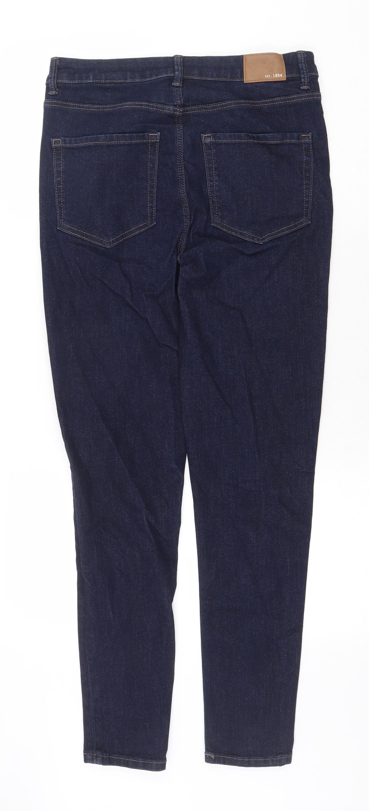 Marks and Spencer Womens Blue Cotton Skinny Jeans Size 12 Regular Zip