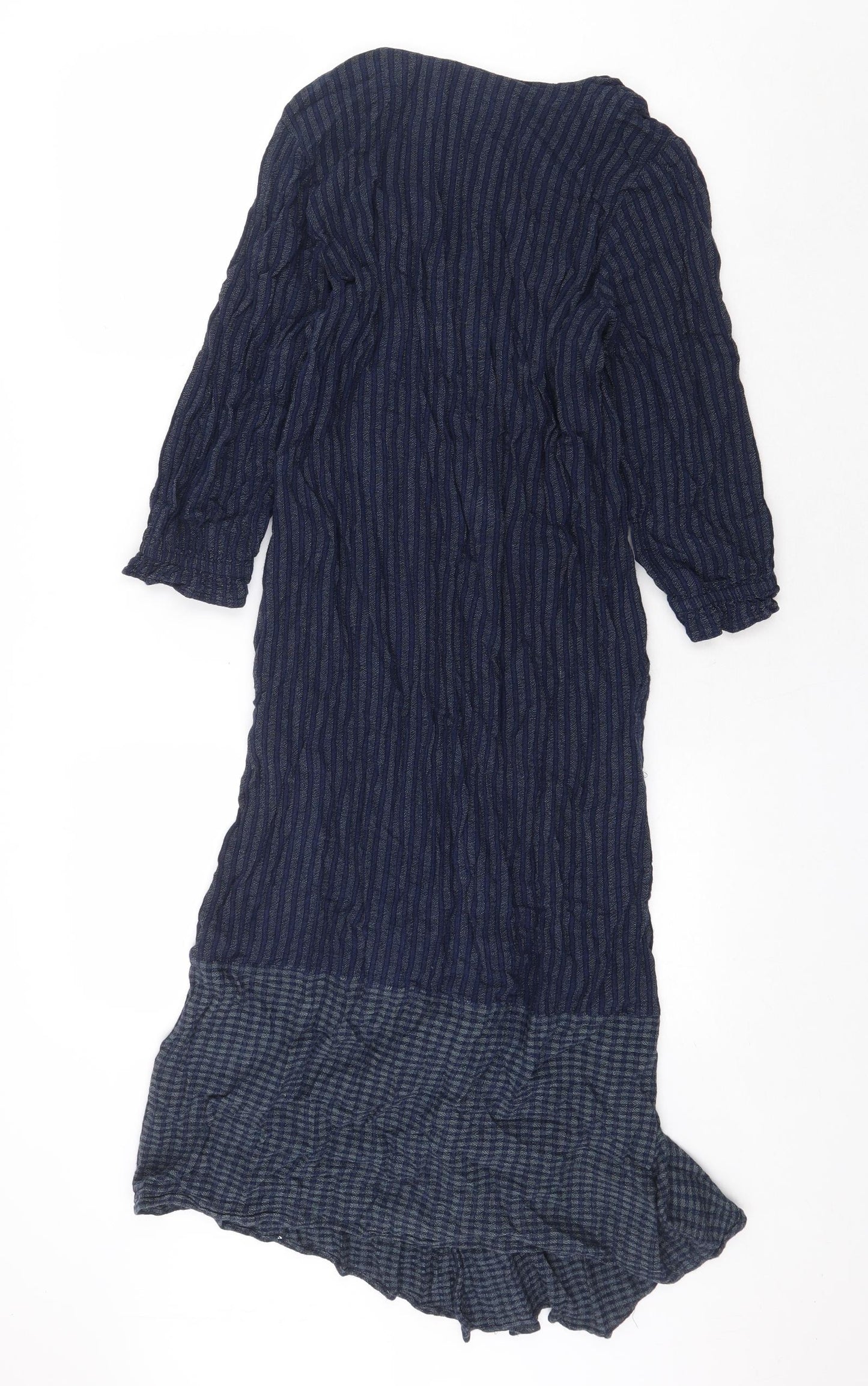 Wrap London Womens Blue Striped Cotton Shirt Dress Size 8 V-Neck Pullover