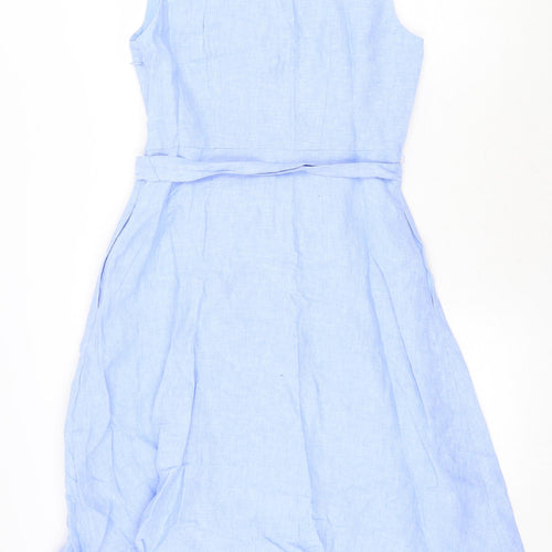 Boden Womens Blue 100% Cotton A-Line Size 12 V-Neck Zip