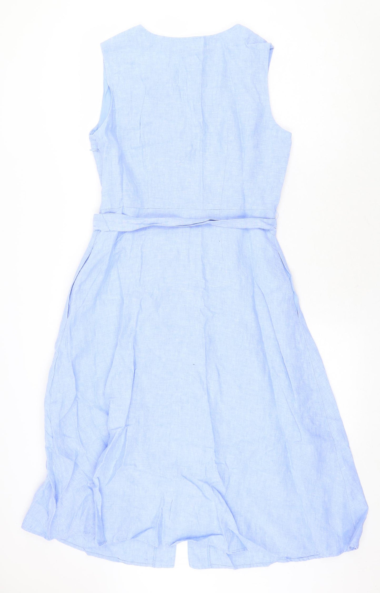Boden Womens Blue 100% Cotton A-Line Size 12 V-Neck Zip