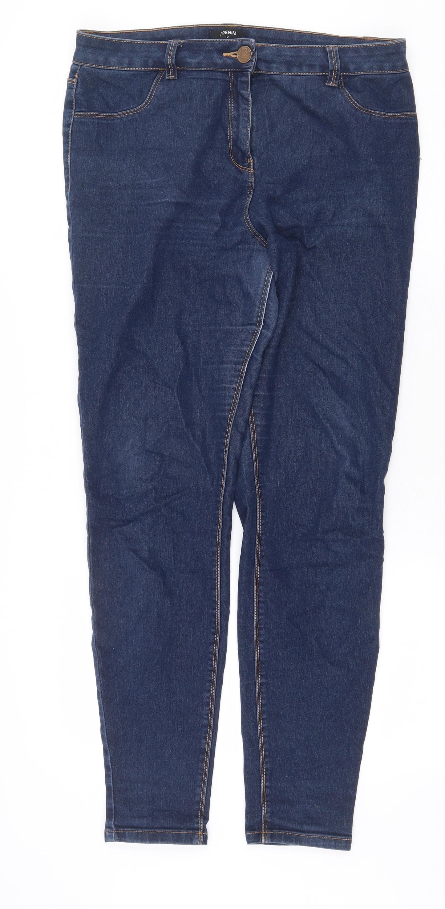 Matalan Womens Blue Cotton Skinny Jeans Size 12 Regular Zip