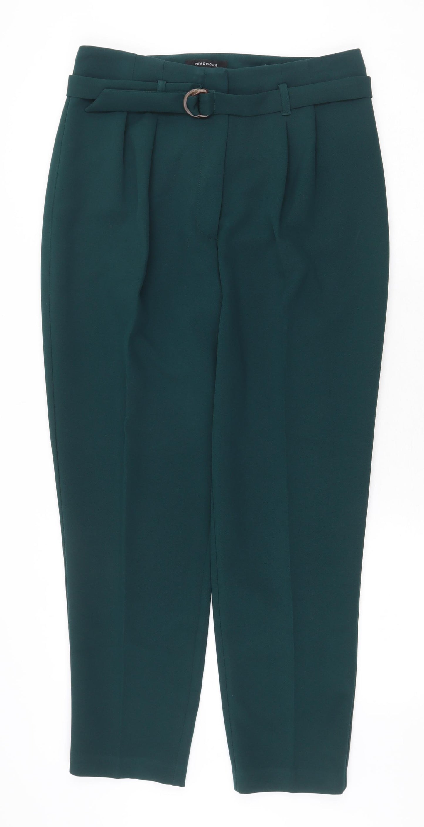 Peacocks Womens Green Polyester Capri Trousers Size 12 Regular Zip