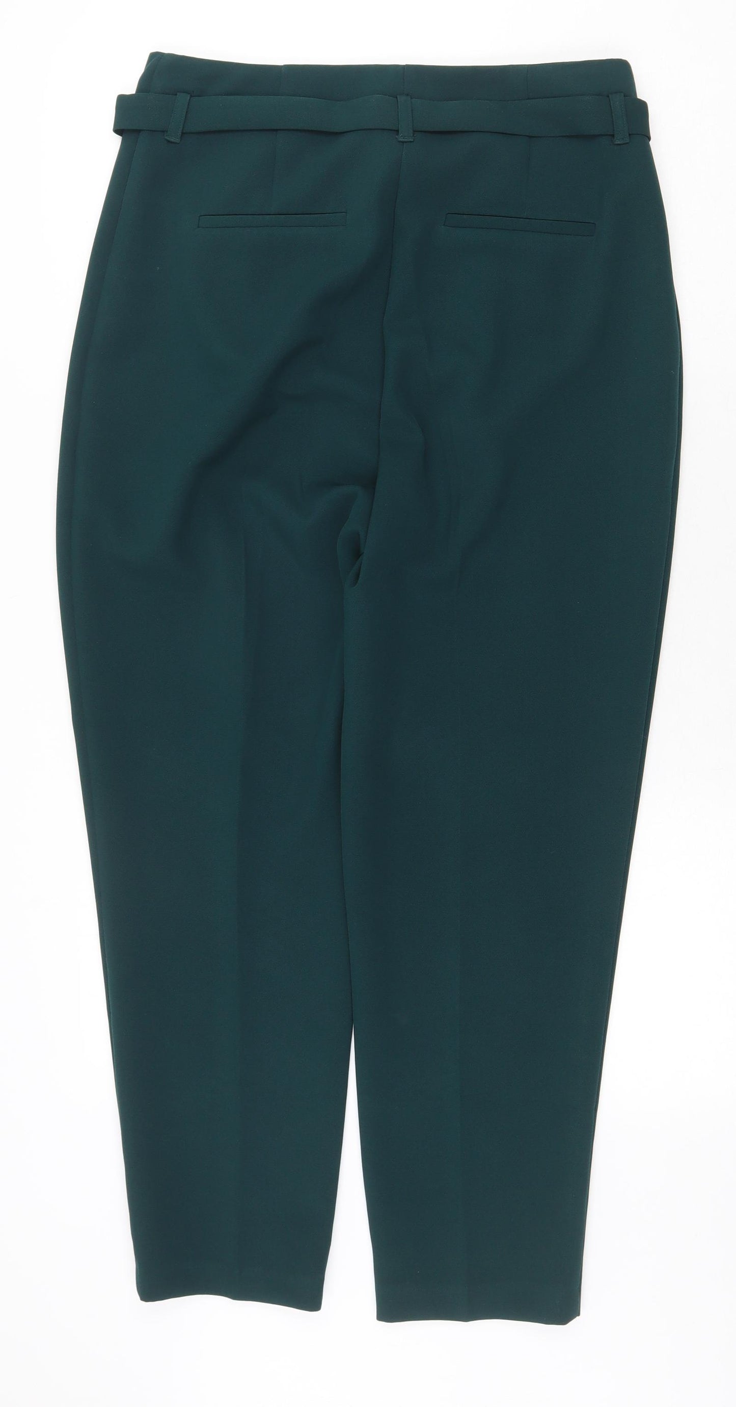 Peacocks Womens Green Polyester Capri Trousers Size 12 Regular Zip