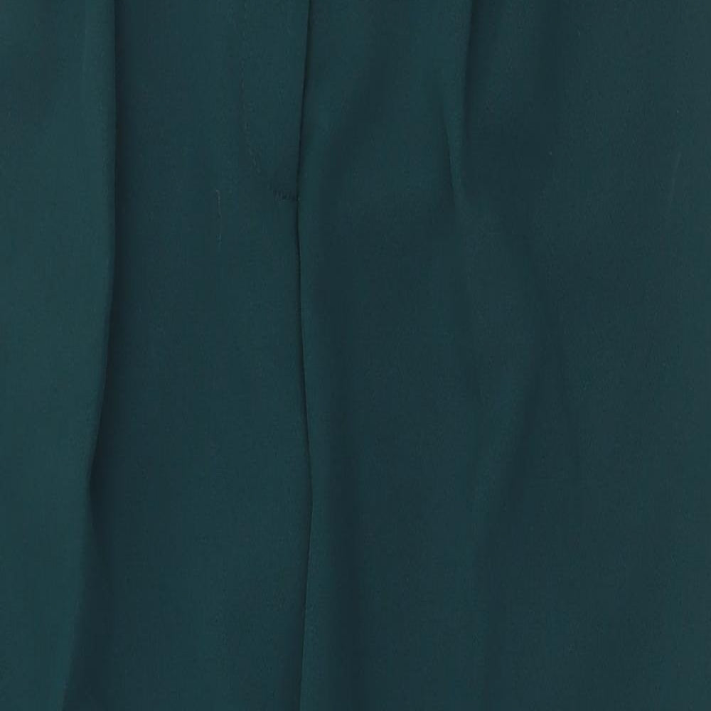 Peacocks Womens Green Polyester Capri Trousers Size 12 Regular Zip