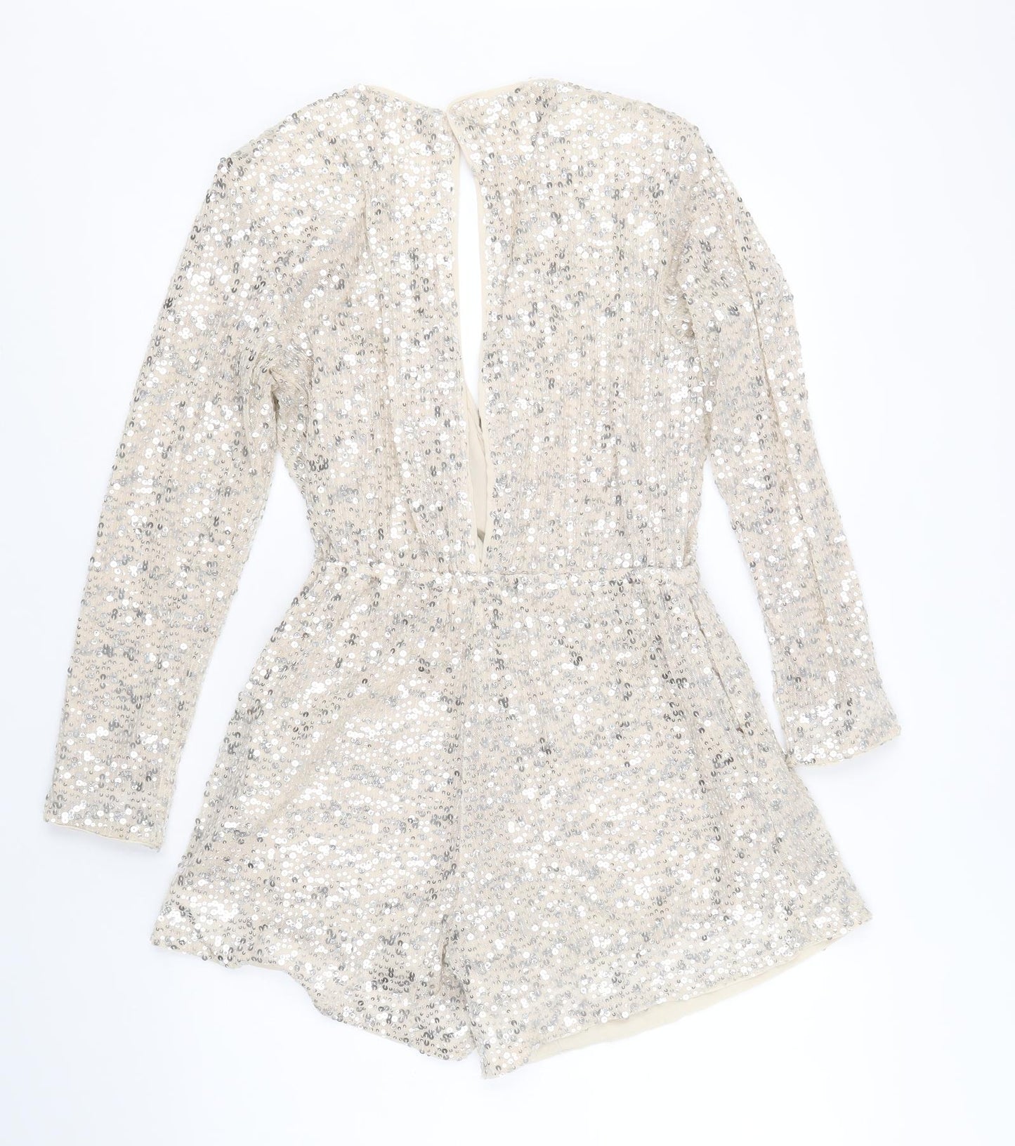 H&M Womens Silver Polyester Playsuit One-Piece Size 10 Button