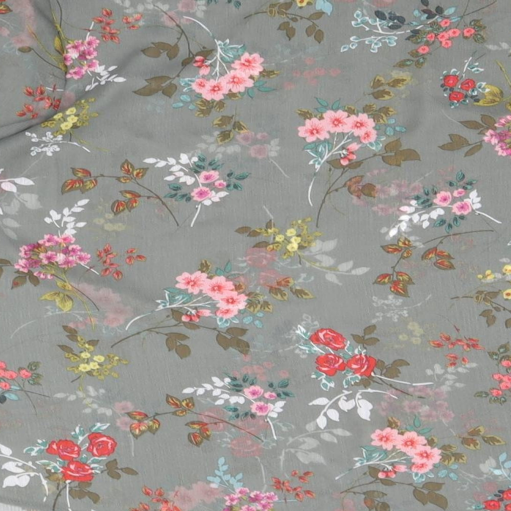 Papaya Womens Grey Floral Polyester Basic Blouse Size 18 Boat Neck - Ruched Sleeves