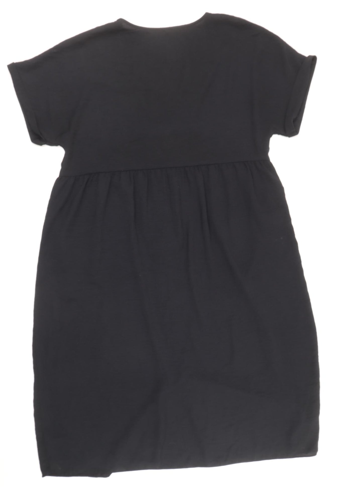 George Womens Black Polyester T-Shirt Dress Size 18 V-Neck Button