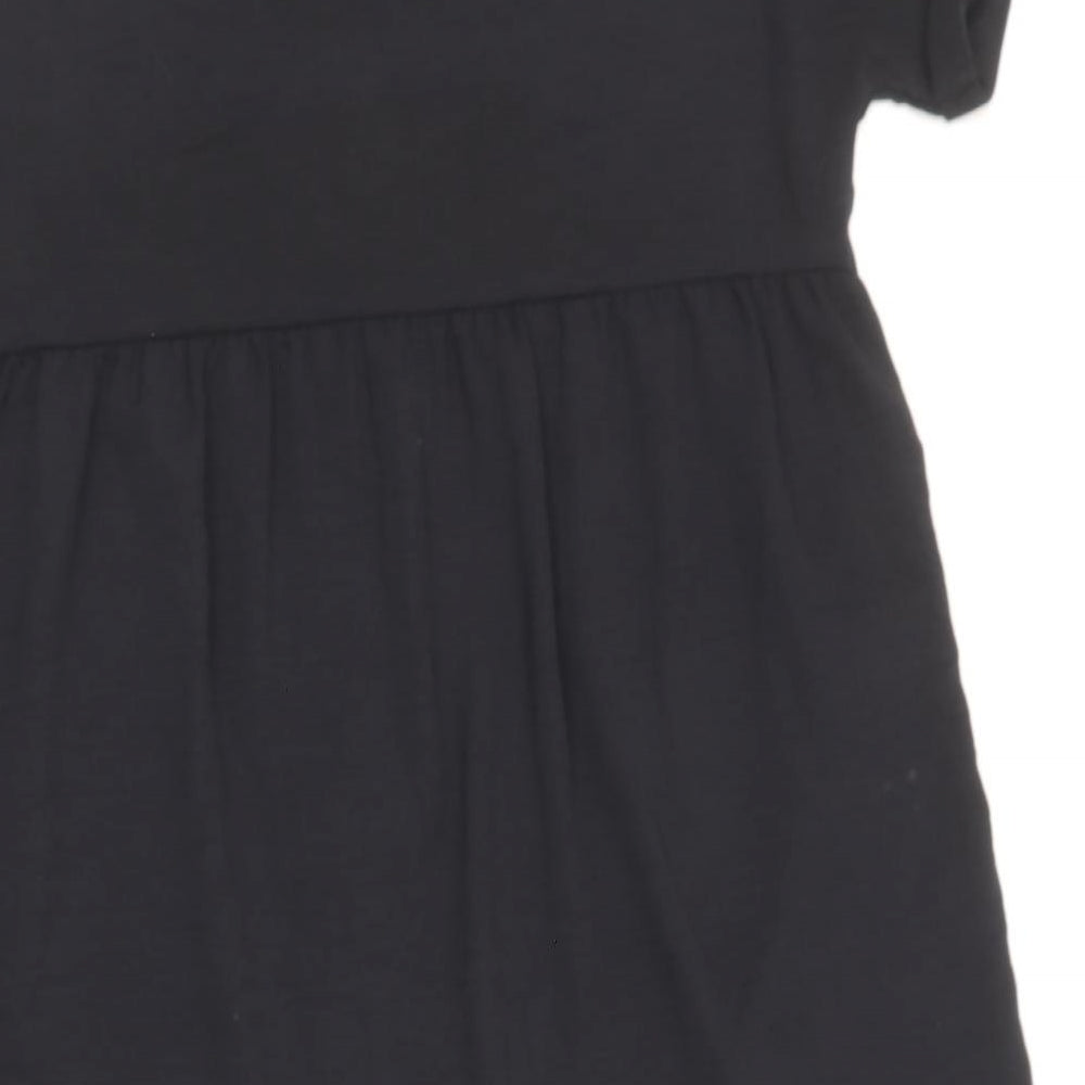 George Womens Black Polyester T-Shirt Dress Size 18 V-Neck Button