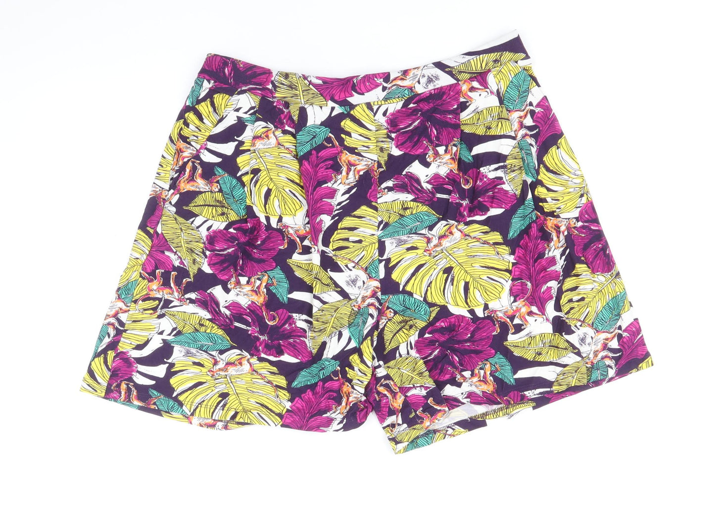 TU Womens Multicoloured Geometric Viscose Culotte Shorts Size 14 Regular Pull On