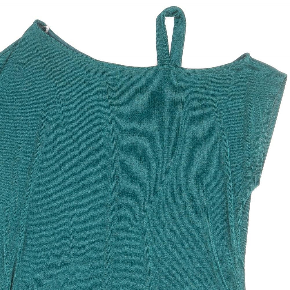 Papaya Womens Green Polyester Basic Blouse Size 16 Boat Neck