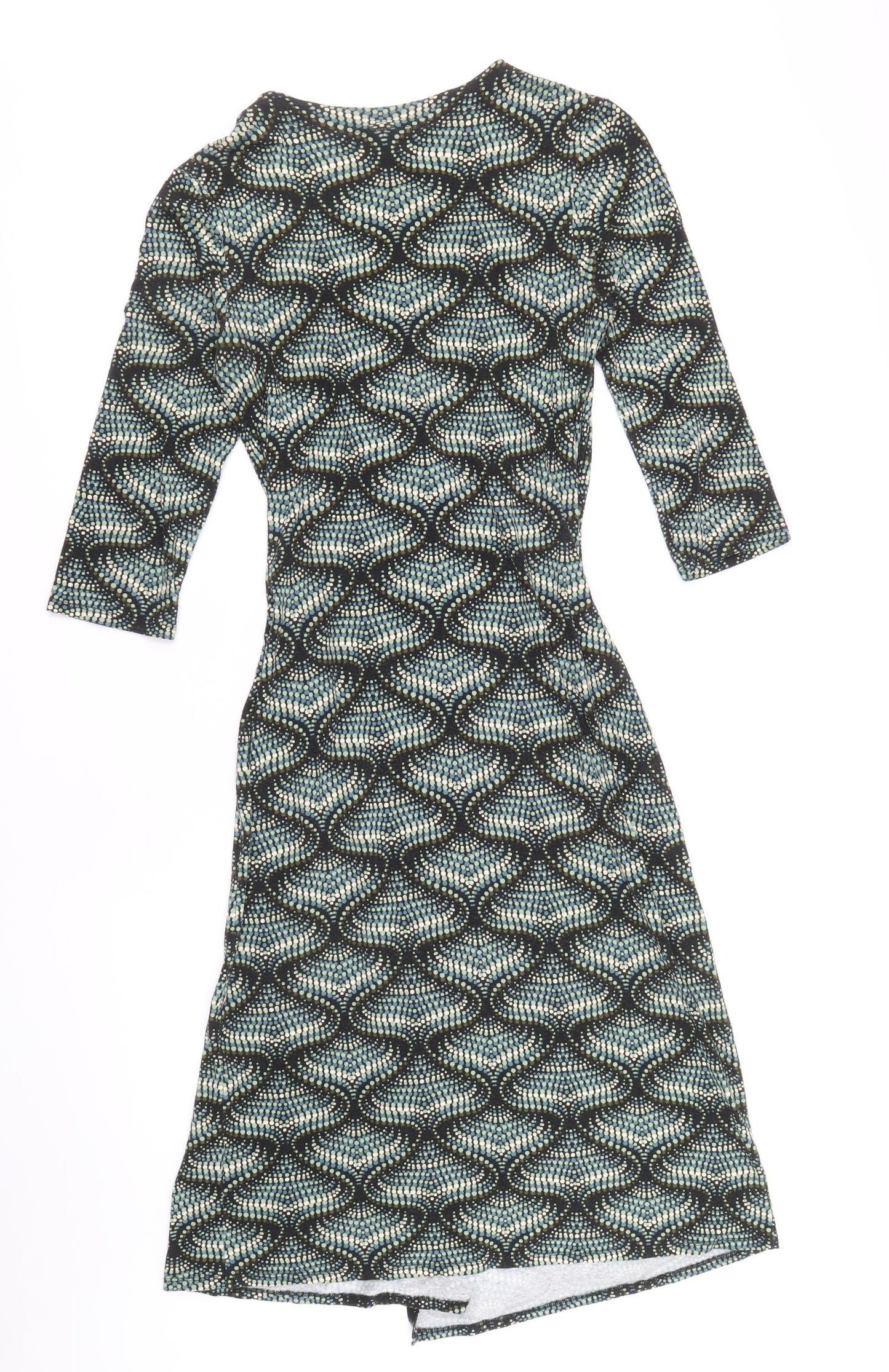 Wallis Womens Green Floral Viscose Trapeze & Swing Size 8 V-Neck Pullover