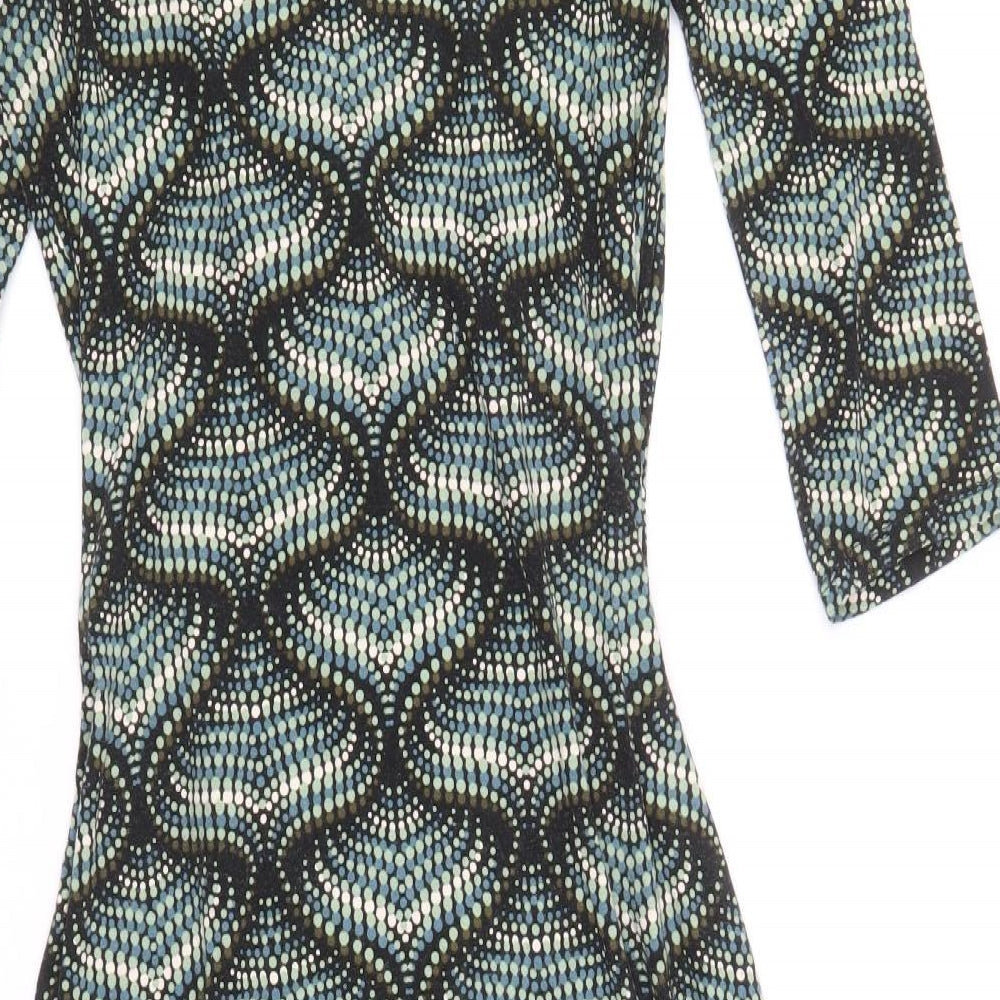 Wallis Womens Green Floral Viscose Trapeze & Swing Size 8 V-Neck Pullover