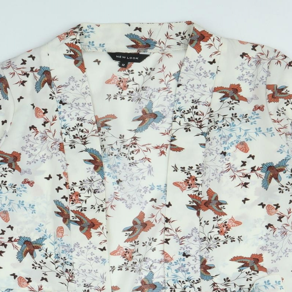 New Look Womens Multicoloured Geometric Polyester Kimono Blouse Size 14 V-Neck
