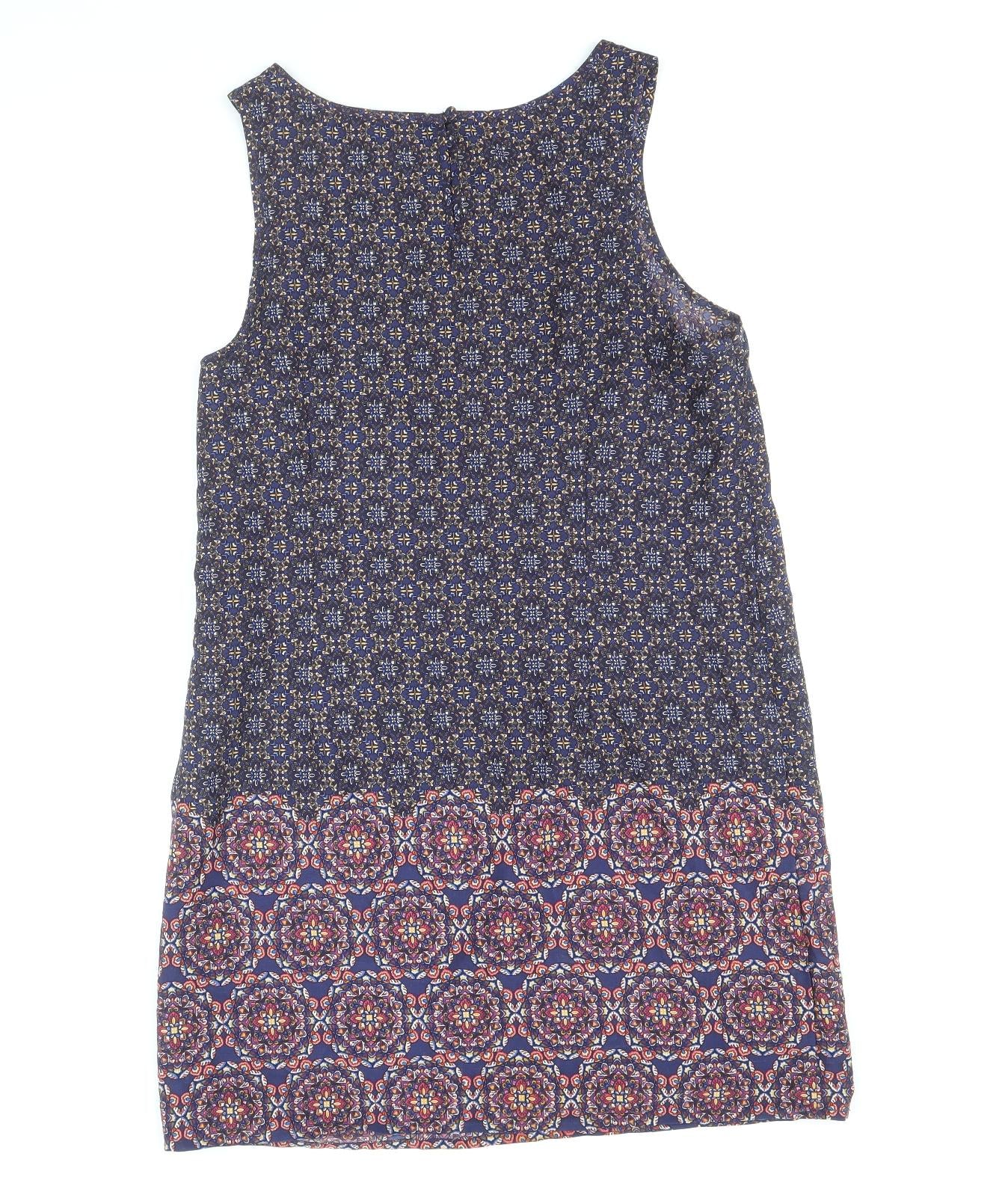 New Look Womens Multicoloured Geometric Polyester A-Line Size 14 Round Neck