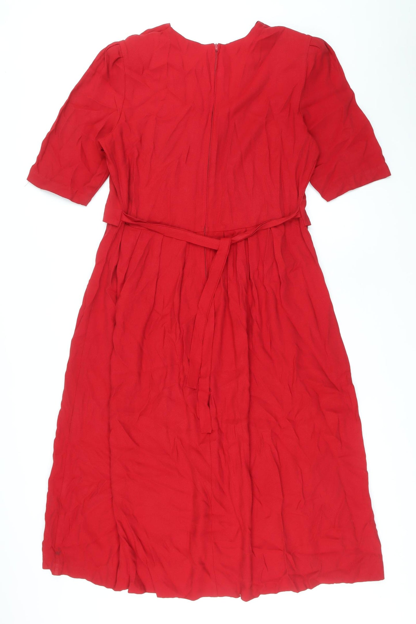 Peri Petites Womens Red Floral Viscose Trapeze & Swing Size 16 Round Neck Button