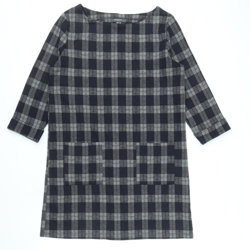 Primark Womens Grey Check Polyester Sheath Size 12 Round Neck Pullover